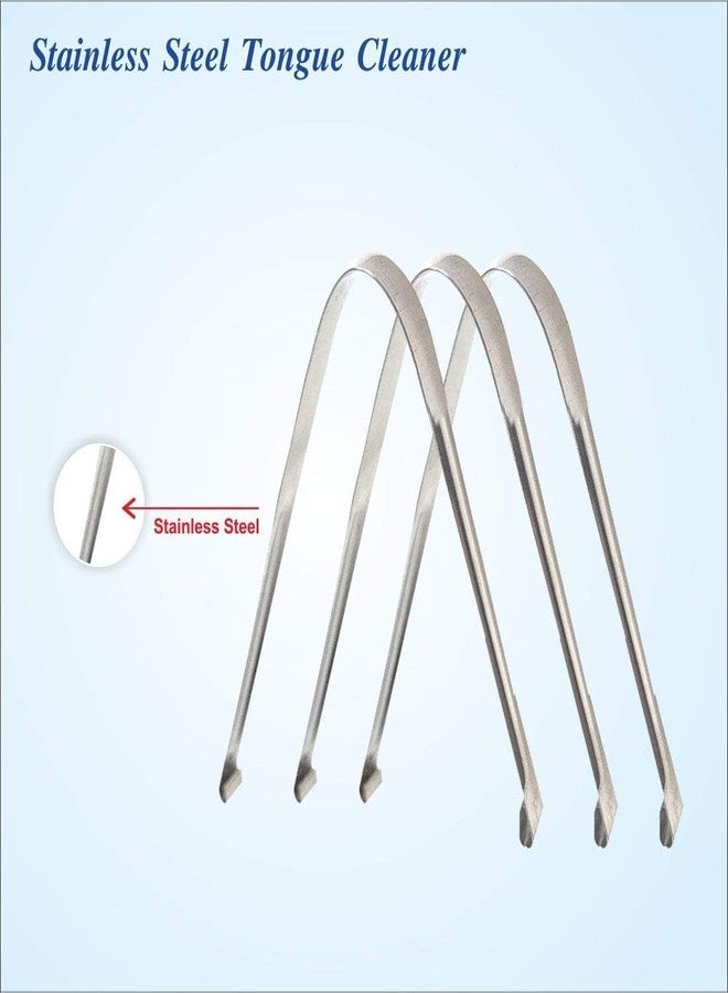 FLASHFOX Stainless Steel Tongue Cleaner for Adults | Flat Design Tongue Scraper for Oral Hygiene | Metal Tongue Cleaner for Fresh Breath â€“ Pack of 3 - Image 2